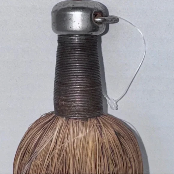 Vintage Whisk Broom Primitive USA Burgundy Check Ribbon Holiday Decor - Picture 16 of 16